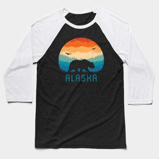 Alaska Retro Bear Baseball T-Shirt by TigerTom